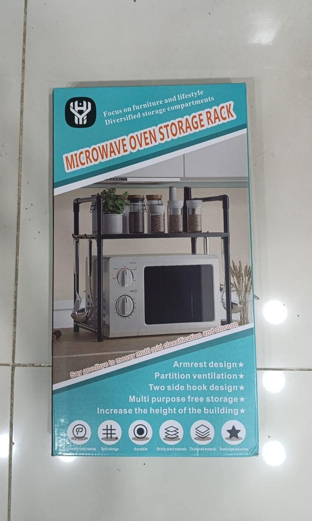 Microwave Oven Storage Rack - 2-Tier Kitchen Organizer Shelf