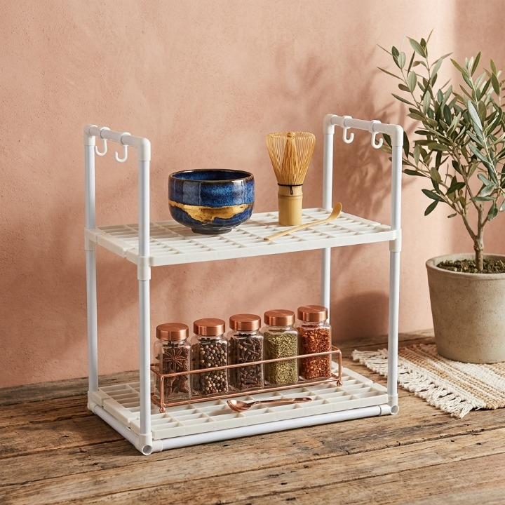 Microwave Oven Storage Rack - 2-Tier Kitchen Organizer Shelf