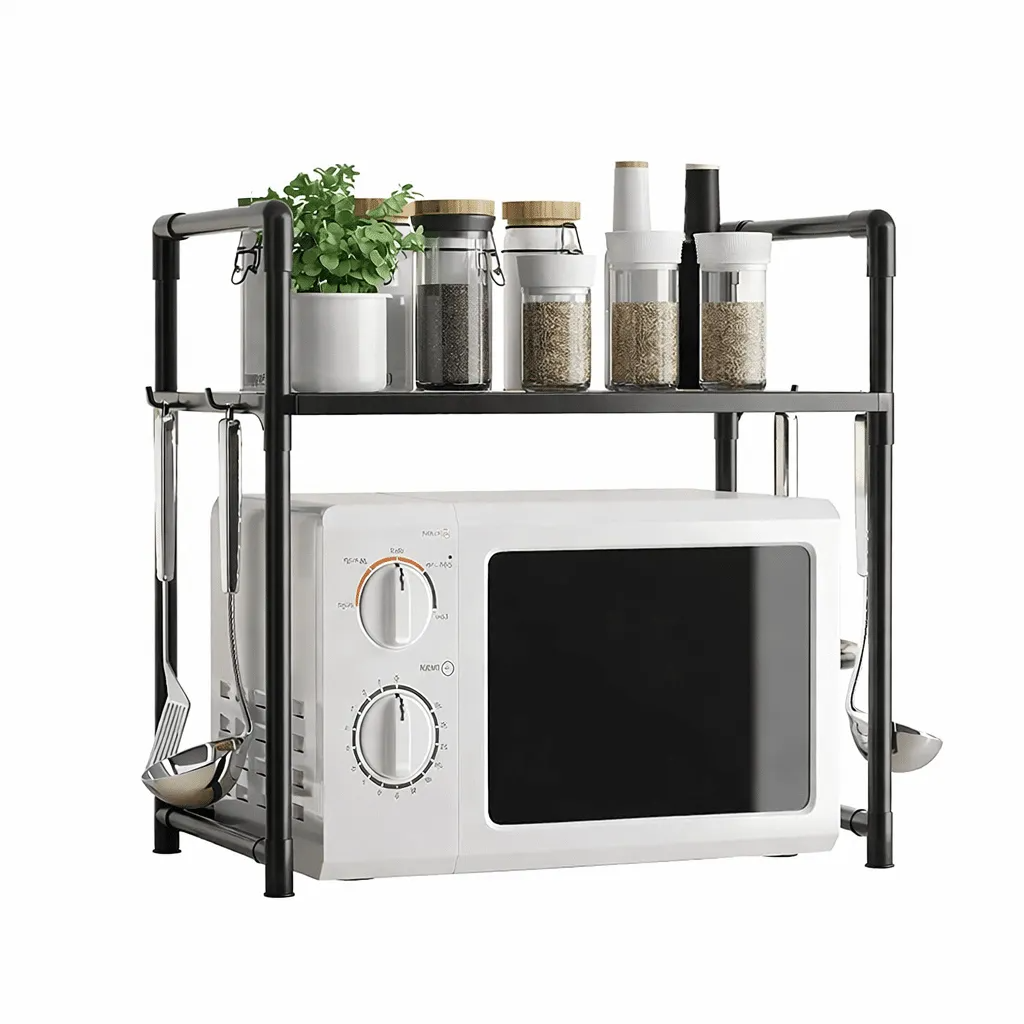 Microwave Oven Storage Rack - 2-Tier Kitchen Organizer Shelf