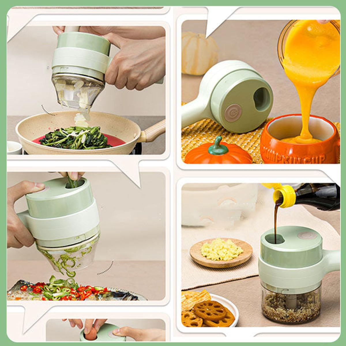 4-in-1 Handheld Electric Vegetable Cutter & Slicer Set