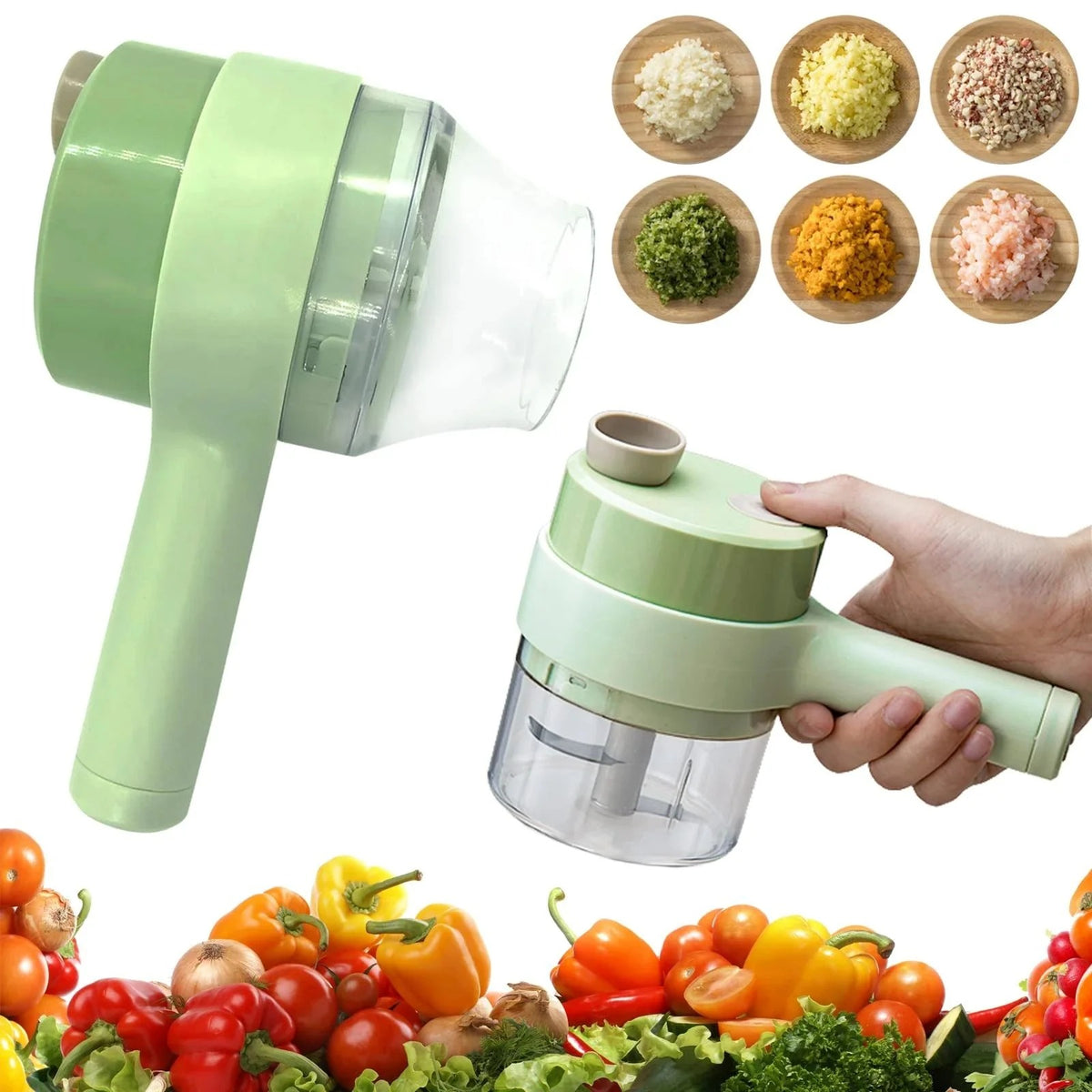 4-in-1 Handheld Electric Vegetable Cutter & Slicer Set