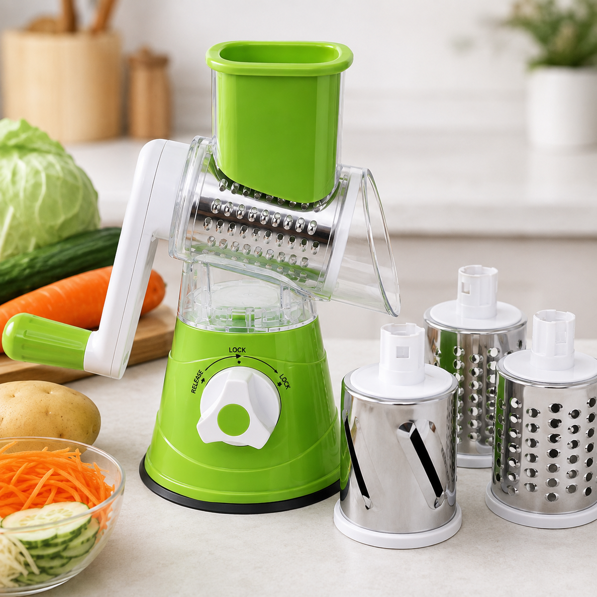 3-in-1 Rotary Vegetable Cutter & Grater