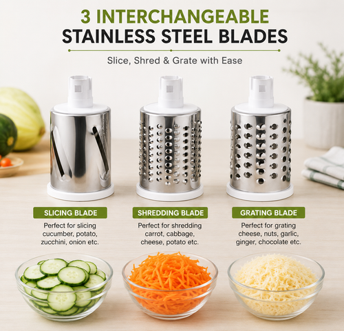 3-in-1 Rotary Vegetable Cutter & Grater