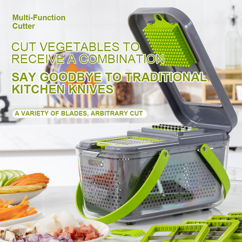22-in-1 Multifunctional Vegetable Cutter with Storage Basket