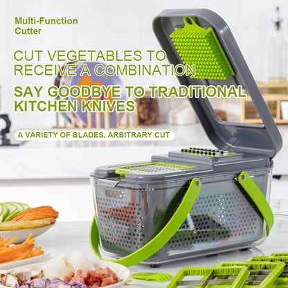 22-in-1 Multifunctional Vegetable Cutter with Storage Basket